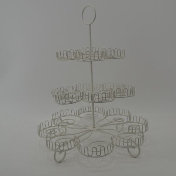 Cupcake Stand White Metal 3 Tier Holds 18 Wedding Party Pastry - Picture 7 of 13